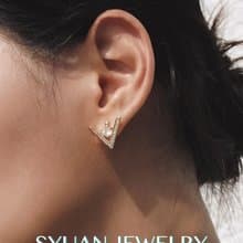 SYUAN JEWELRY|Soar 翱翔— 鍍18K V字鋯石925純銀耳針耳環