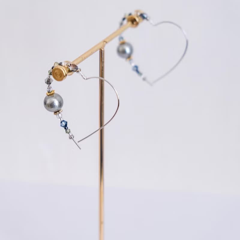 Lena | 十色 人氣熱賣日本綿綿珠水晶串珠心型圈環 | 甜美獨特