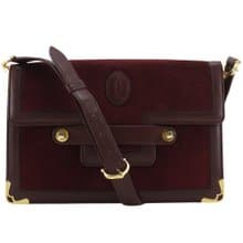 【日本直送】カルティエ CARTIER マストライン ショルダーバッグ スウェード×カーフ ボルドー レディース【中古】