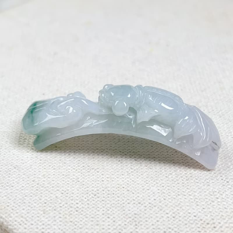 冰種飄花翡翠如意金魚手牌 | 天然緬甸玉A貨翡翠 | 送禮