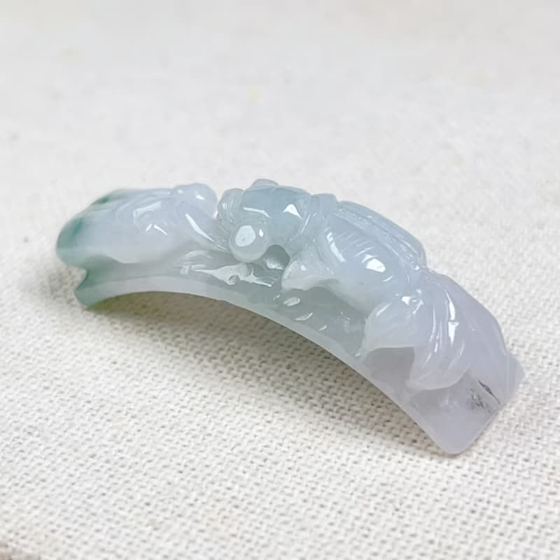冰種飄花翡翠如意金魚手牌 | 天然緬甸玉A貨翡翠 | 送禮