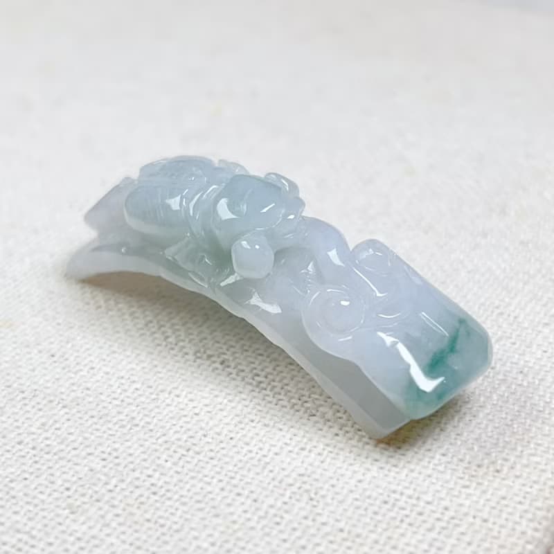 冰種飄花翡翠如意金魚手牌 | 天然緬甸玉A貨翡翠 | 送禮