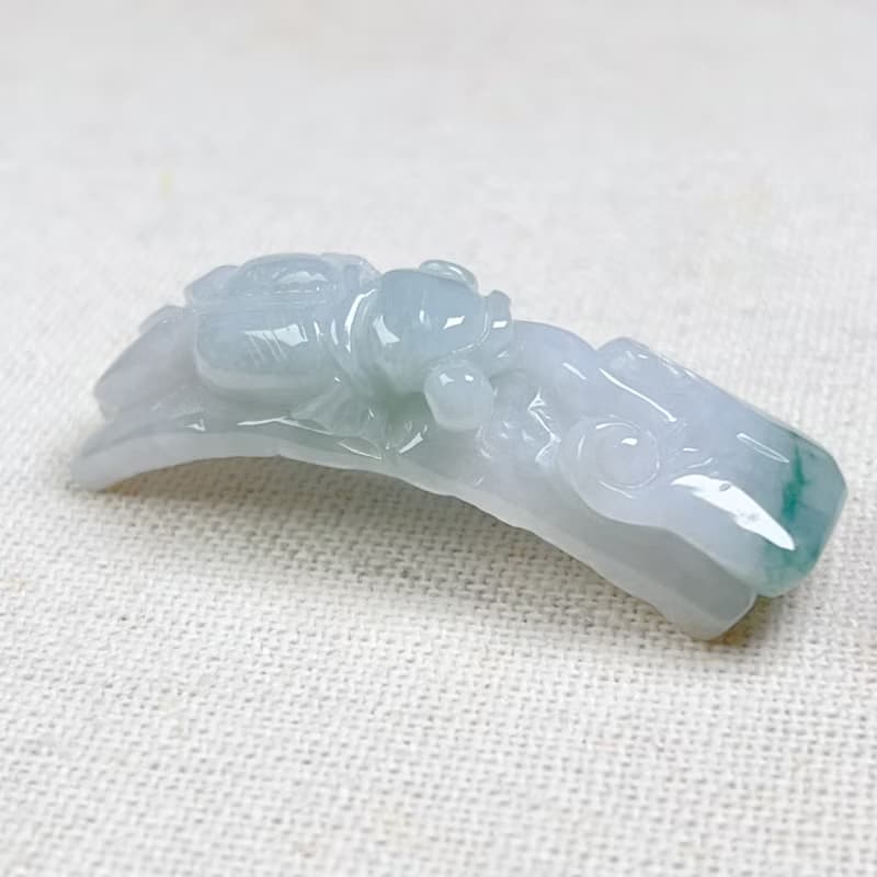 冰種飄花翡翠如意金魚手牌 | 天然緬甸玉A貨翡翠 | 送禮