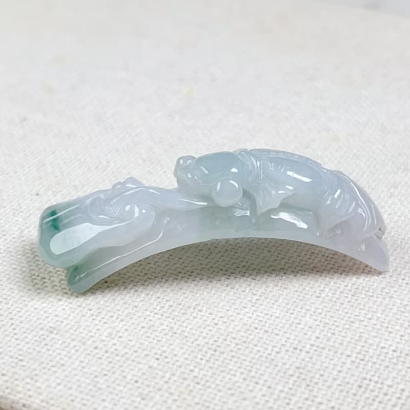 冰種飄花翡翠如意金魚手牌 | 天然緬甸玉A貨翡翠 | 送禮