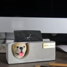 曙MUSE 英國鬥牛犬水泥名片架 手機架 辦公室 擴香石 手作 創意