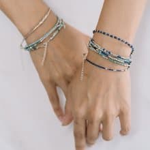 Turquoise or lapis lazuli and cube silver beads bracelet (B0071)
