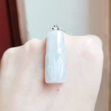 【親翠】天然翡翠 白冰大方極簡優雅竹節項鍊 冰塊感十足美項鍊