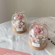 【永生玻璃花盅】奶茶色 情人節禮物 紀念日 永生花 生日禮物