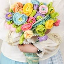 手工diy花束毯子毛線鉤針編織材料包多種花型毛毯禮物