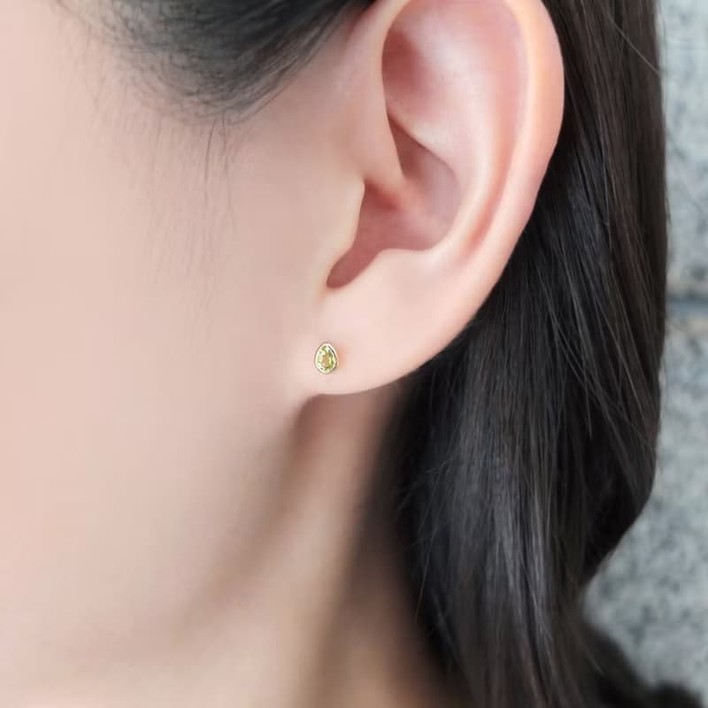 【Second Earrings】 18K 黃金橄欖石露珠耳環