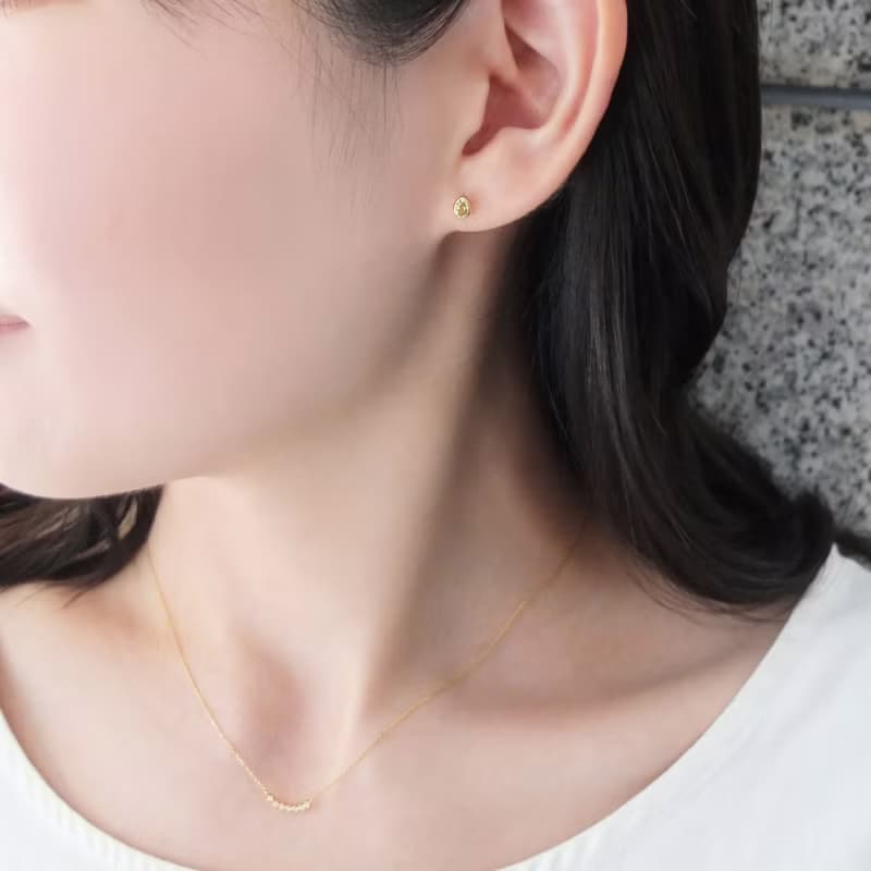 【Second Earrings】 18K 黃金橄欖石露珠耳環