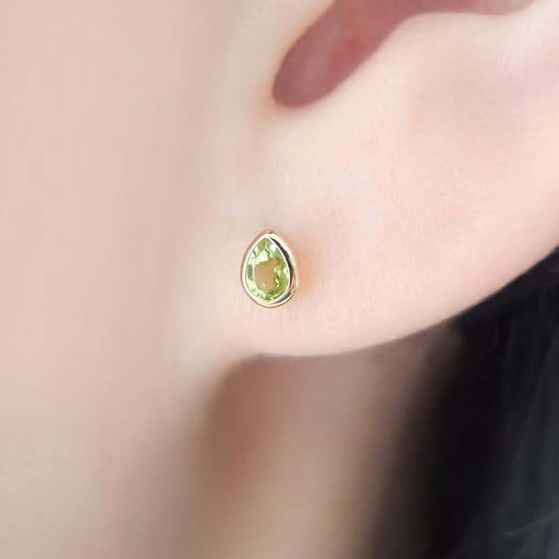 【Second Earrings】 18K 黃金橄欖石露珠耳環