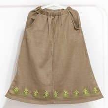 針織刺繡裙/民族風裙/波希米亞裙skirt/手工拼布裙-綠色葉子森林