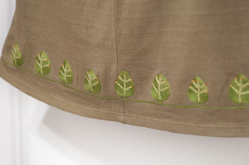 針織刺繡裙/民族風裙/波希米亞裙skirt/手工拼布裙-綠色葉子森林