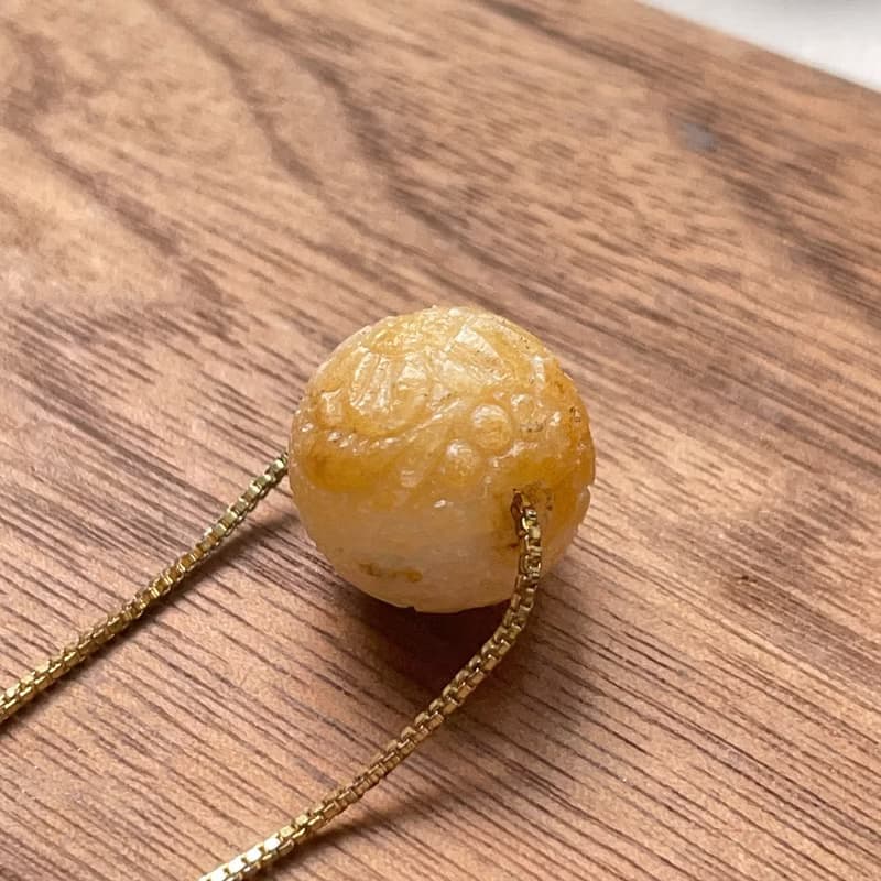 冰糯橘翡翠雕花路路通 | 天然緬甸玉翡翠A貨