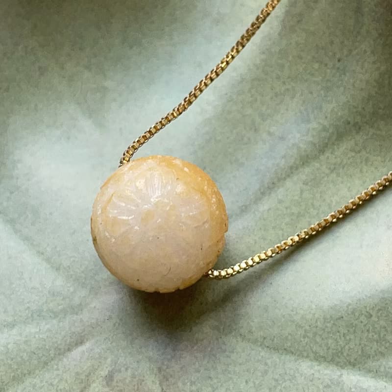 冰糯橘翡翠雕花路路通 | 天然緬甸玉翡翠A貨