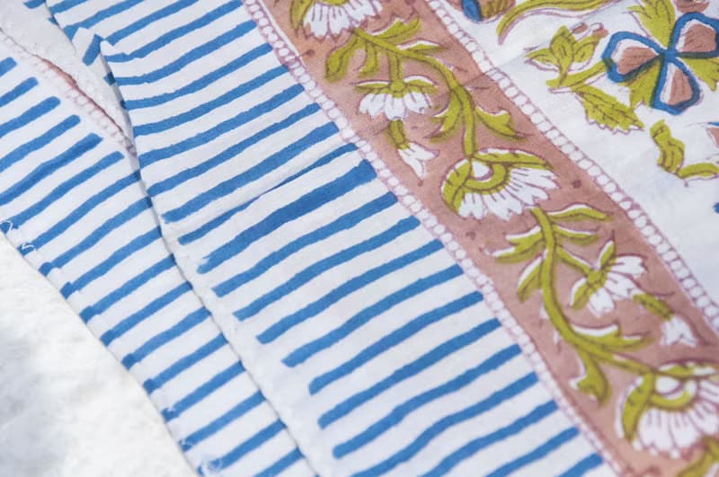 超大純綿絲巾 手工木刻印植物染圍巾 草木染棉絲巾-熱帶花朵森林