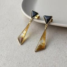ダブルトライアングルマーブルピアス/イヤリング