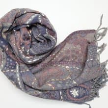 【聖誕禮物】喀什米爾水煮羊毛手工刺繡圍巾披肩粉灰紫溫柔風