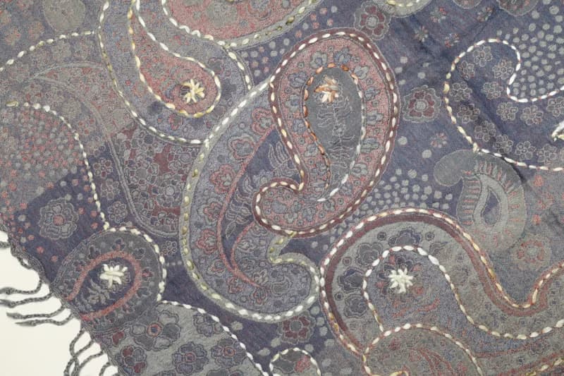 【聖誕禮物】喀什米爾水煮羊毛手工刺繡圍巾披肩粉灰紫溫柔風