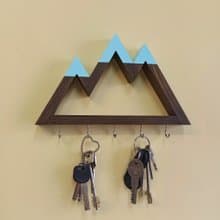 Wooden wall key holder Mountains peaks (turquoise tops)