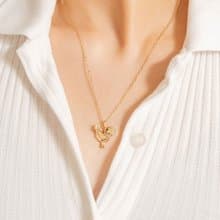 Rooster Necklace生肖公雞純銀鍍18K金動物設計項鍊 生日禮物推薦