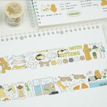桑兔兔桑【和貓貓們】 和紙 PET 紙膠帶
