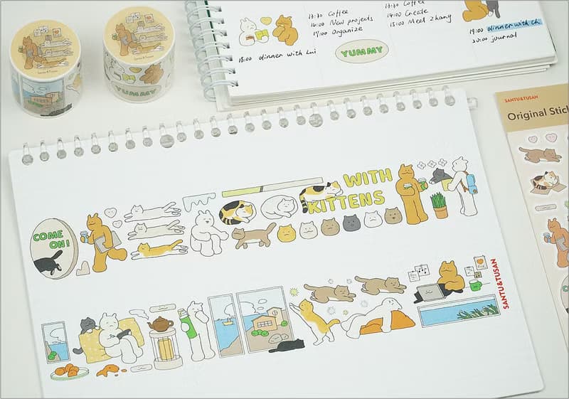 桑兔兔桑【和貓貓們】 和紙 PET 紙膠帶