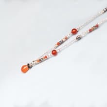 Halloween Necklace, 925 Silver, Carnelian, hematite, spinel, quartz, zircon