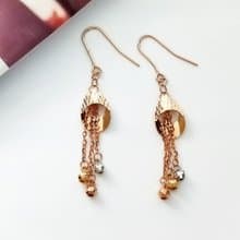 Eli Jewelry義大利進口貴氣雕刻垂墜三色小圓球18K金垂墜黃金耳環