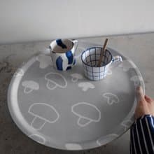 圓型托盤-MUSHROOM TRAY, GREY/WHITE (38cm)