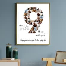 Number Photo collage Editable Canva Template, Anniversary Gift, Birthday Gift