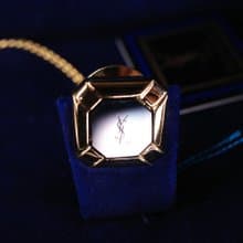 YSL YVES SAINT LAURENT 聖羅蘭  鍍金 變色 領針 附原盒 日本製