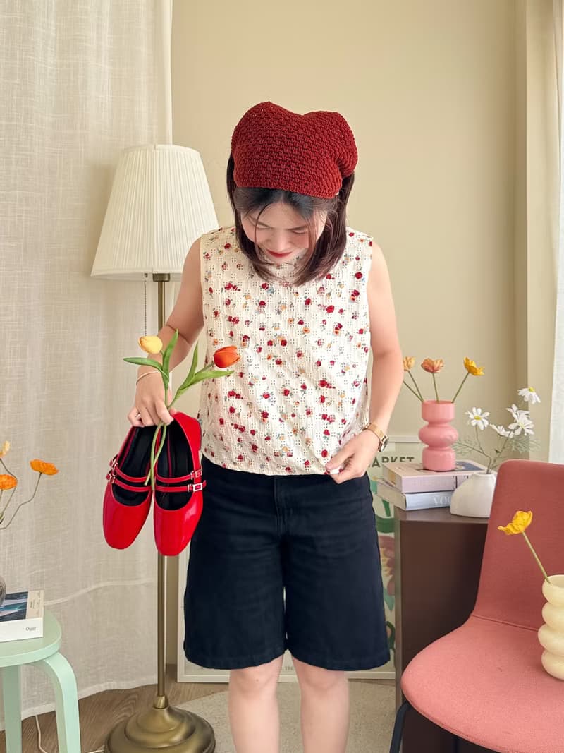 Cozy Lace Top : 2 種尺寸 紅色的