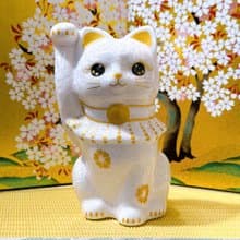 【桃華聚財】日本清水燒招財貓 | 花結晶桃 - 億万両