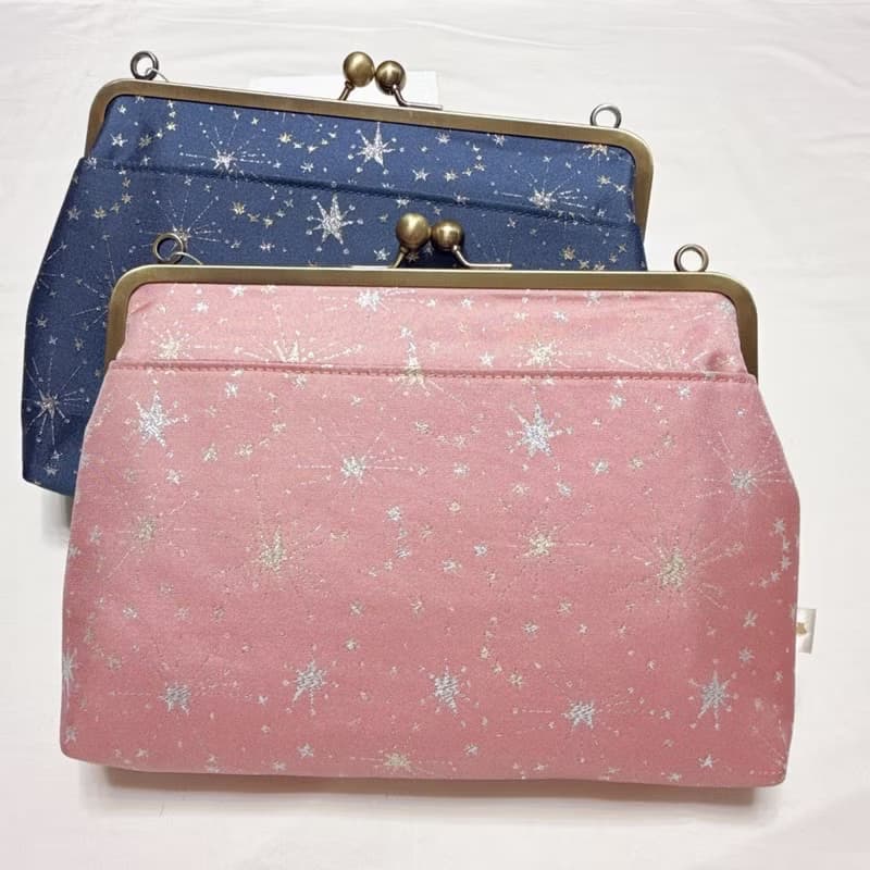 京都綾小路口金包-附帶肩背包 - 璀璨星辰(粉/藍)