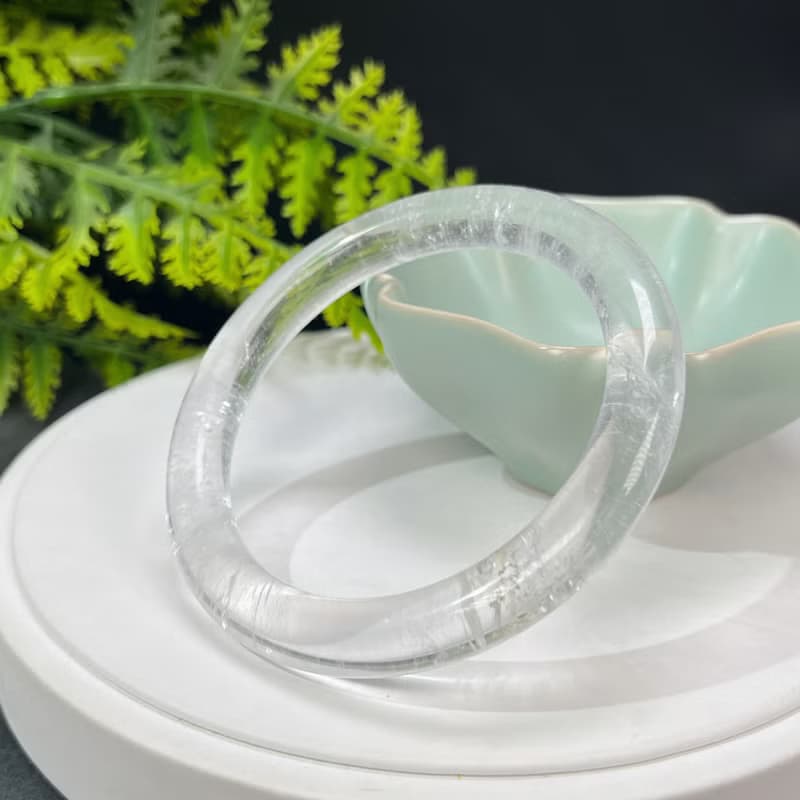 白水晶手镯 57MM 冰透星光閃片 白色水晶手環 淨化心靈 平衡能量