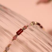 火曜日的占星社。石榴石 草莓晶 星光粉晶 14K包金 水晶礦石手鍊