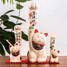 日本進口龍虎作大長手招財貓和紙擺件開業創意生日送禮辦公室擺件