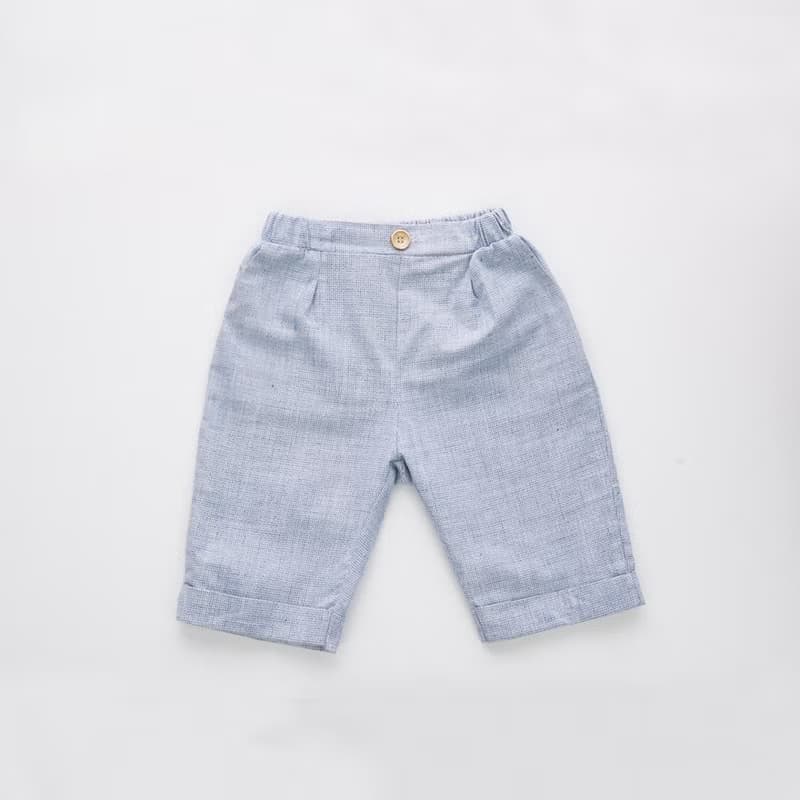 Charles系列天空藍小格背心短褲組