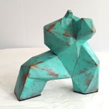 中國功夫雕塑【手繪綠色】 太極 | 藝術品 | 擺件| 送客戶|送老闆