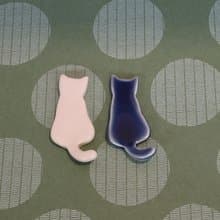 【有田燒】 琉璃釉貓筷架2入組