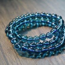 天然藍色碧璽皇家藍長手鏈三圈碧璽手串念珠