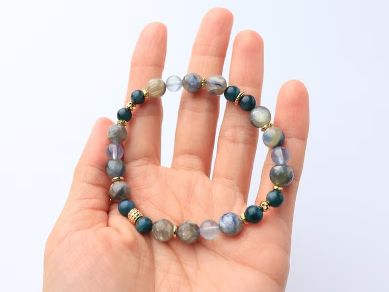 深藍敘事 油畫藍晶 藍晶石 海藍寶  藍綠磷灰 水晶手鏈 水晶 限量