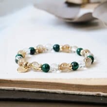 金髮晶 孔雀石 白水晶 手鍊 天然礦石水晶