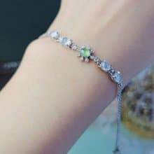 財富|仙女氣|緬甸翡翠高冰白綠飄花蛋面4.8mm純銀鍍18k多顆手鏈