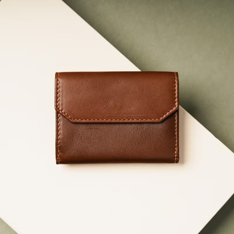 【24hr快速出貨】序曲文藝雙扣真皮三折短夾-兩色(075334)