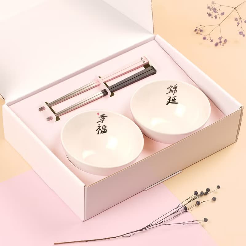 夫妻碗筷禮盒組 幸福錦延・花好月圓・金玉良緣