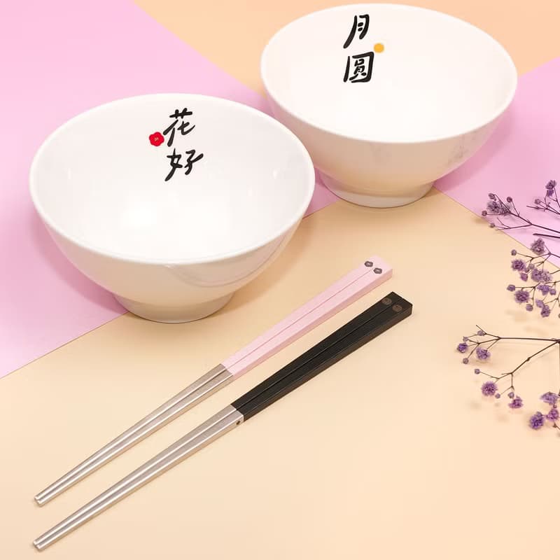 夫妻碗筷禮盒組 幸福錦延・花好月圓・金玉良緣