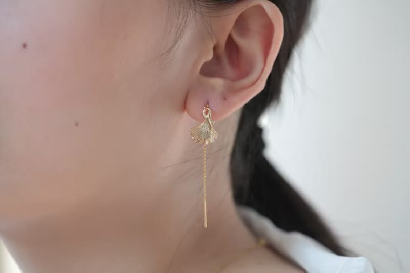 銀杏耳線耳環│Ginkgo 秋天 葉子
